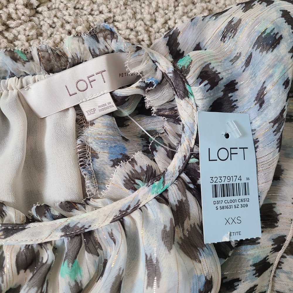 Metallic Ruffle Leopard Print Blouse - Picture 2 of 14